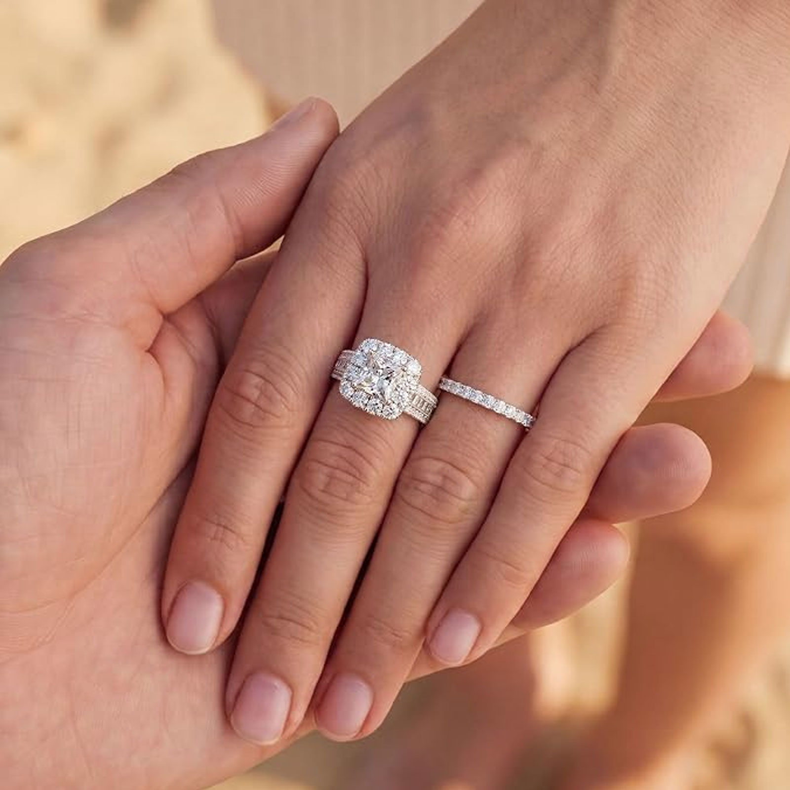 Newshe 2Pcs 925 Silver Wedding - огляд і ціна Moissanite Engagement Ring 1 Carat