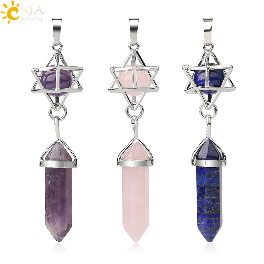 CSJA Reiki Natural Stone Penda - огляд і ціна Crystal Pendant Necklace Natural Stone