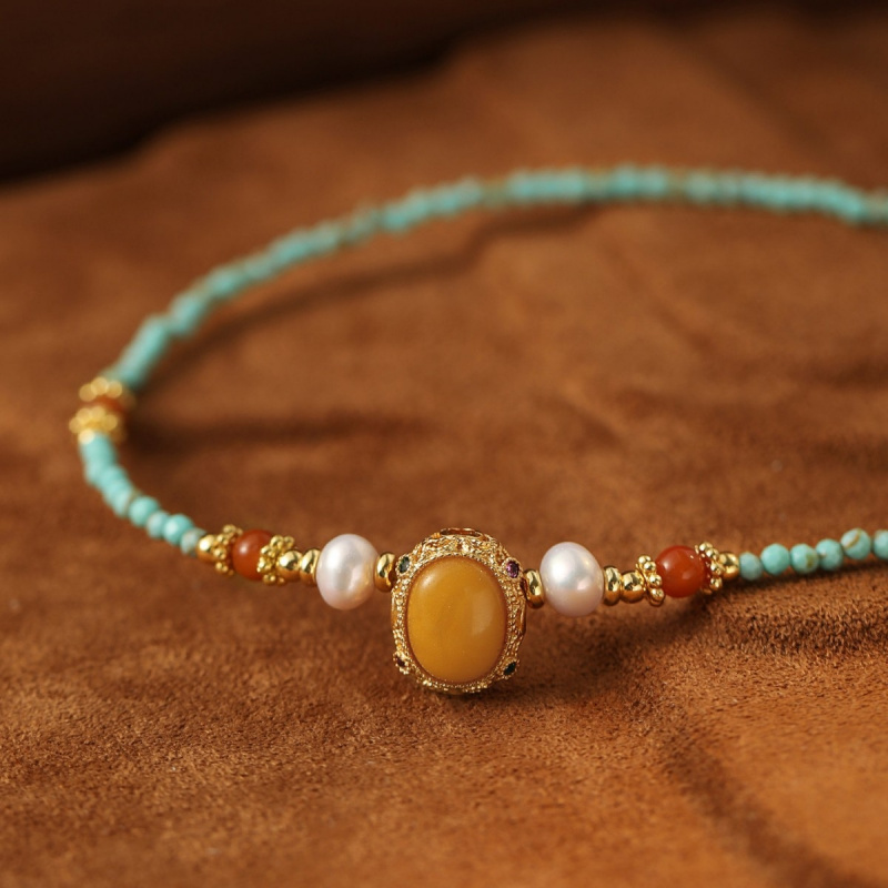New Arrival Vintage Blue Turqu - огляд і ціна Pearl Choker Necklace Vintage