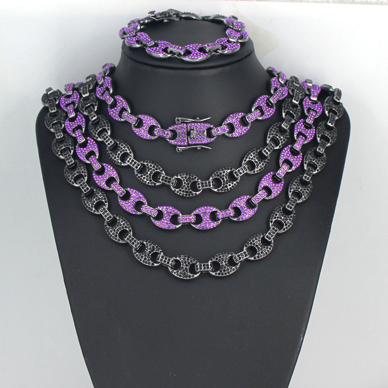 Men Women HipHop 12mm Black Pu - огляд і ціна Cuban Link Chain 12Mm