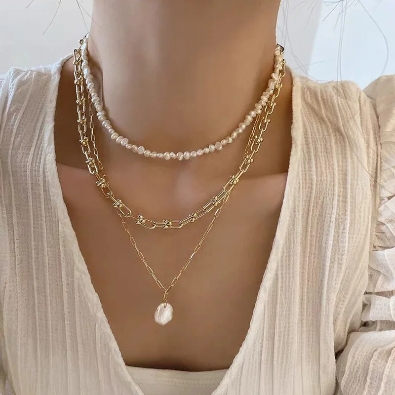 French Retro Link Chain Natura - огляд і ціна Pearl Choker Necklace Vintage