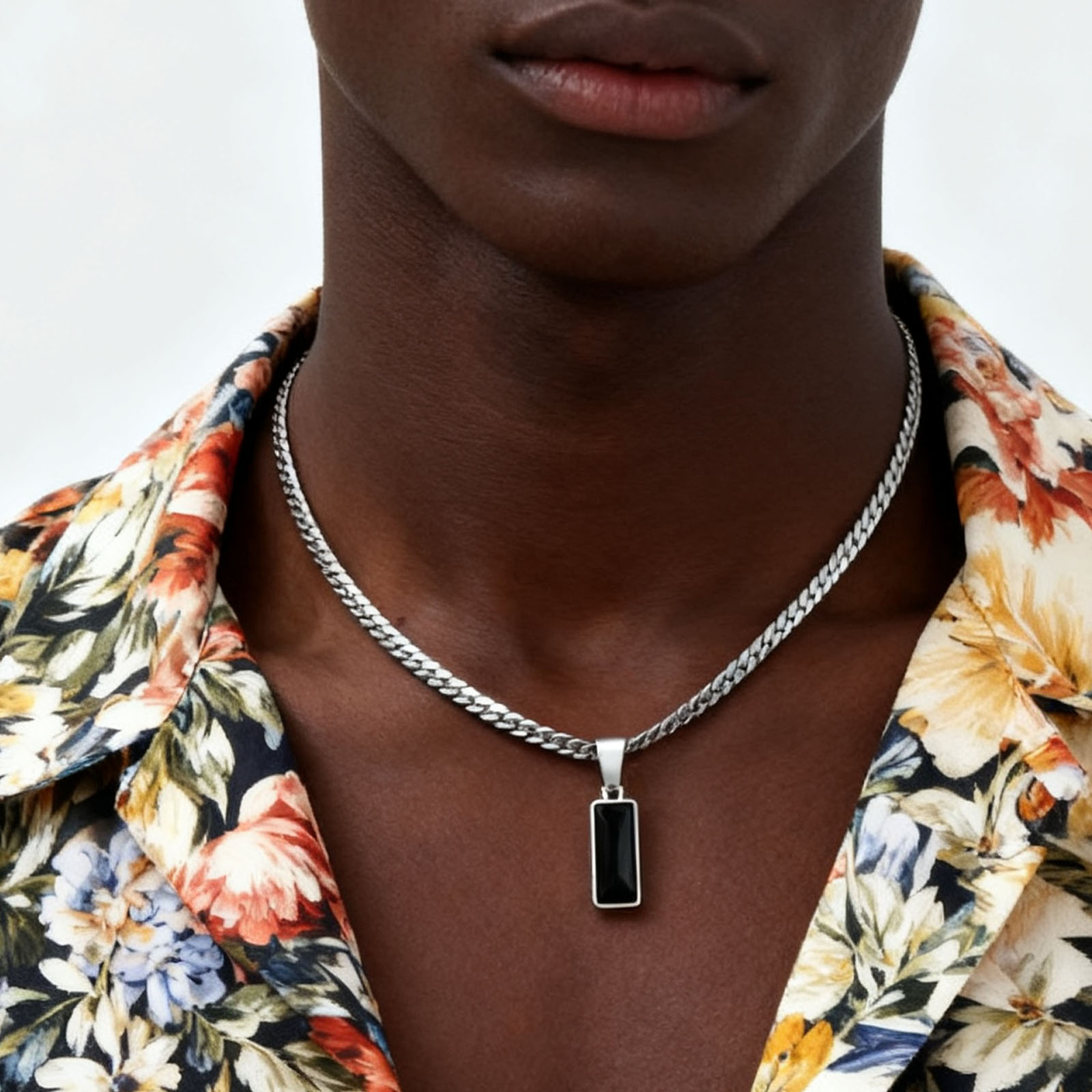 Stylish Mens Geometric Stone P - огляд і ціна Cuban Link Chain 12Mm